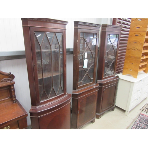 2392 - Three reproduction glazed corner cupboards