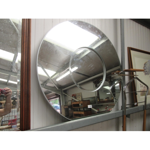 2409 - A large circular mirror and a mahogany framed square mirror