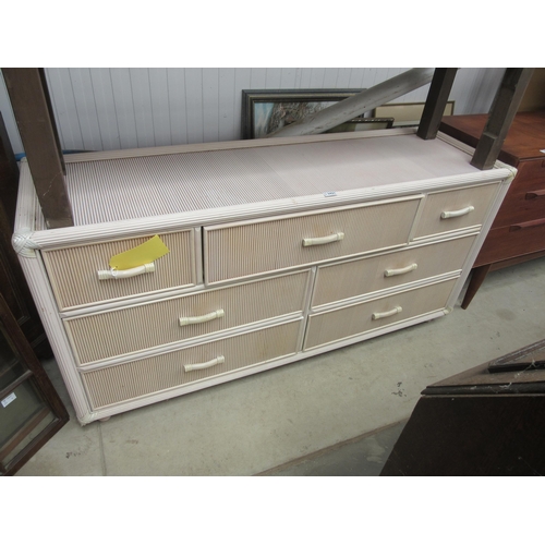 2421 - A faux bamboo white painted chest of drawers