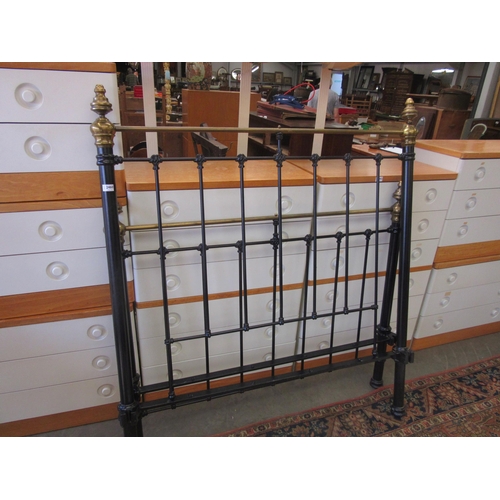 2460 - A Victorian style bed frame with brass finials and bed base