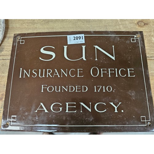 2091 - A Sun Insurance office enamel sign