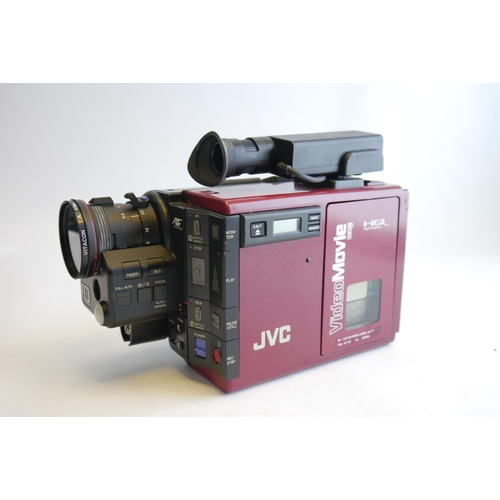 7098 - A Cased JVC HQ GR-C7E Video Movie VHS C Red Camcorder & accessories