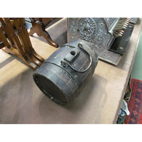 4244 - A wooden costrel, 28cm long x 20cm diameter