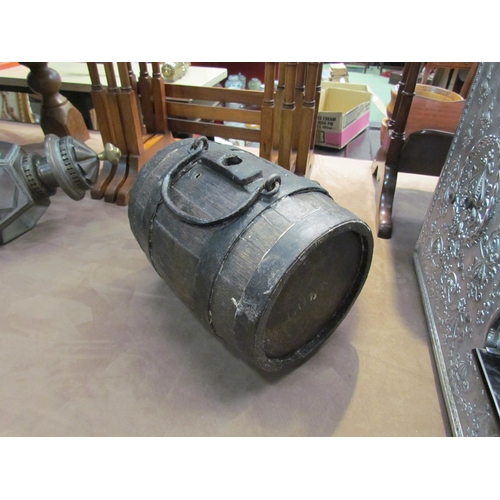 4244 - A wooden costrel, 28cm long x 20cm diameter