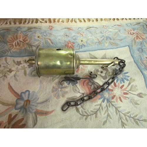 4254 - A 19th Century brass clockwork spit together with a Unity pewter footed bowl (2)