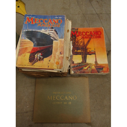 4259 - A quantity of 1920/30s Meccano magazines and instructions for Meccano outfit No. 10