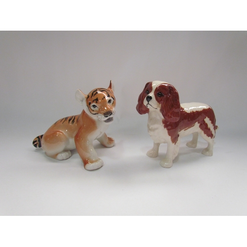 4296 - A Beswick figure of a King Charles Spaniel and a Russian figure of a Tiger Cub back stamped USSR