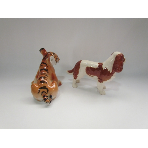 4296 - A Beswick figure of a King Charles Spaniel and a Russian figure of a Tiger Cub back stamped USSR