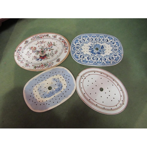 4052 - Four Victorian meat platter drainers to include Spode and Davenport blue and white examples, three c... 