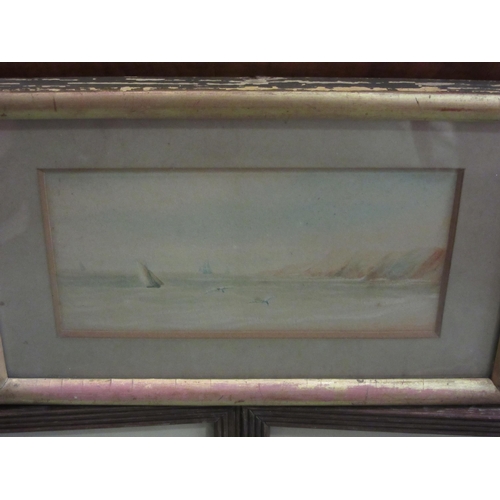 4067 - Three 19th Century watercolours of boats and ships, unsigned, all framed and glazed, two water damag... 