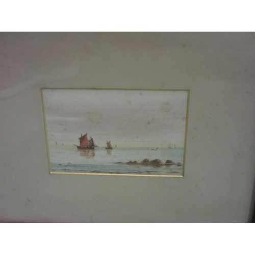 4067 - Three 19th Century watercolours of boats and ships, unsigned, all framed and glazed, two water damag... 