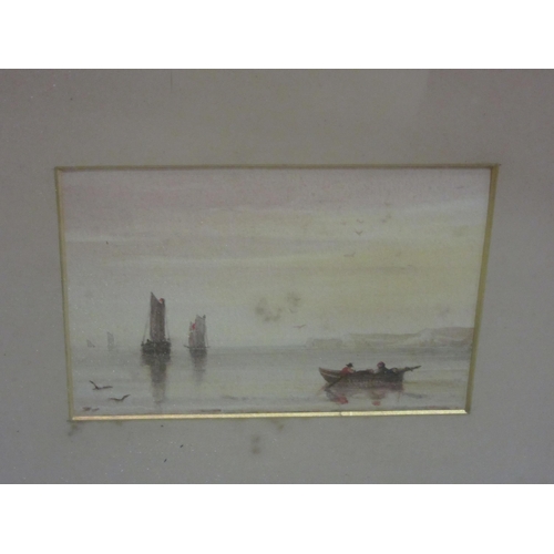 4067 - Three 19th Century watercolours of boats and ships, unsigned, all framed and glazed, two water damag... 