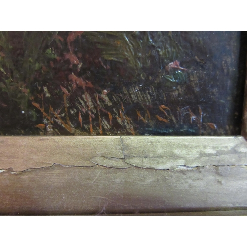 4069 - An oil on board of figure in a woodland scene, signed Williamson (?) lower right, in gilt frame, 60c... 