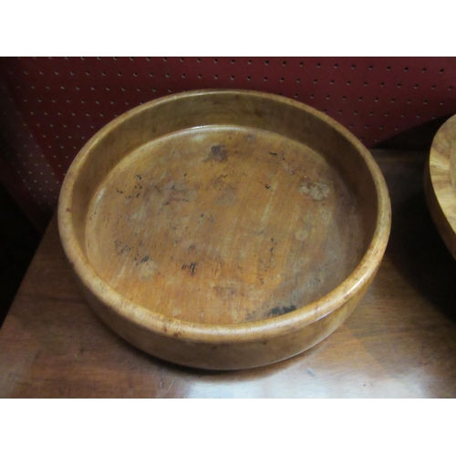 4075 - Two treen bowls, one burr wood, 33cm diameter