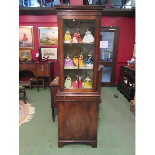 4078 - A George III revival mahogany full height narrow pier cabinet, the panel glazed door over a brushing... 