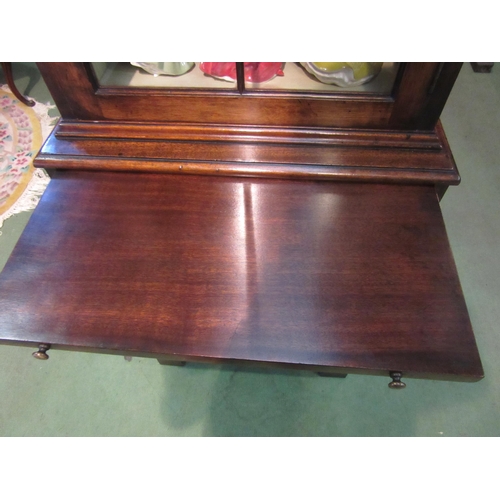 4078 - A George III revival mahogany full height narrow pier cabinet, the panel glazed door over a brushing... 