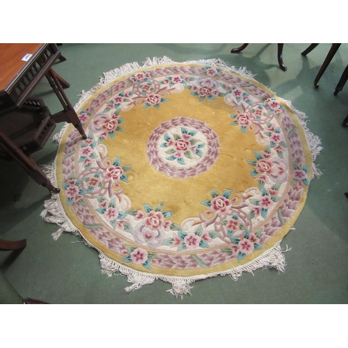 4089 - Two Chinese rugs, one yellow ground circular, 152cm diameter, and the other pink ground rectangular,... 