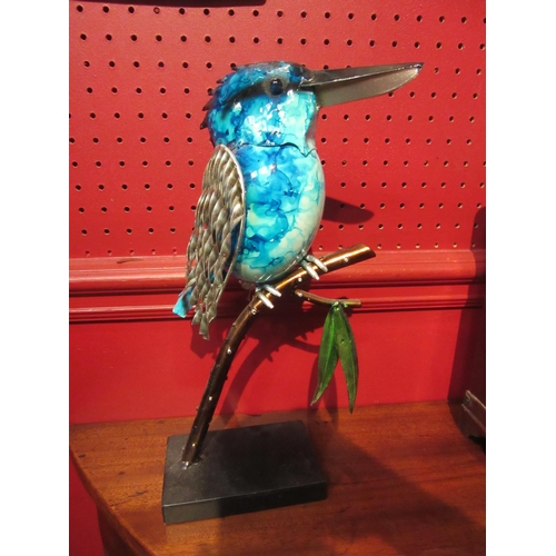 4097 - An abstract Kingfisher/Kookaburra figurine, acrylic and metal, 32cm tall