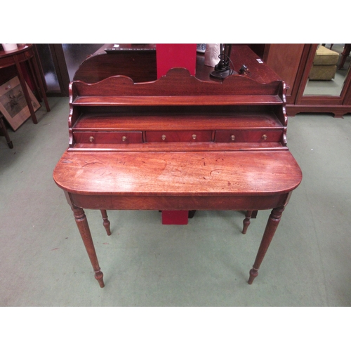 4127 - A 19th Century mahogany writing desk, a marriage of a dining table D-end and a gallery back, 100cm t... 