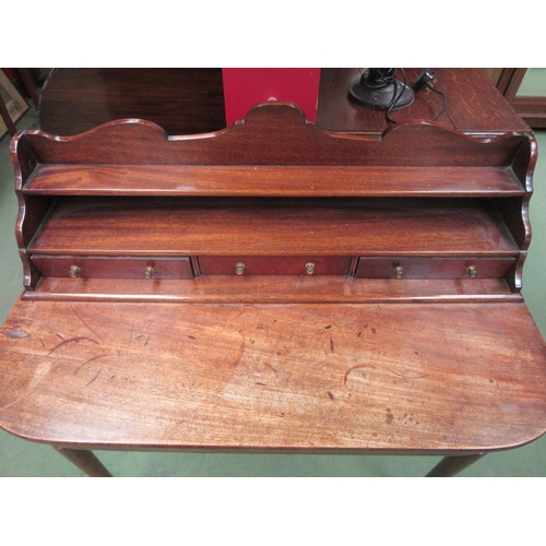 4127 - A 19th Century mahogany writing desk, a marriage of a dining table D-end and a gallery back, 100cm t... 