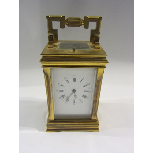 4367 - A brass cased repeating carriage clock, Roman dial, 13.5cm high