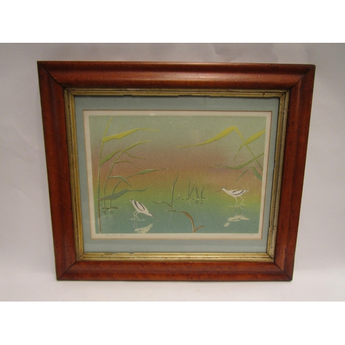 4417 - A limited edition print of Avocets II, 4/50 pencil signed by artist lower right, in maple frame, 24c... 