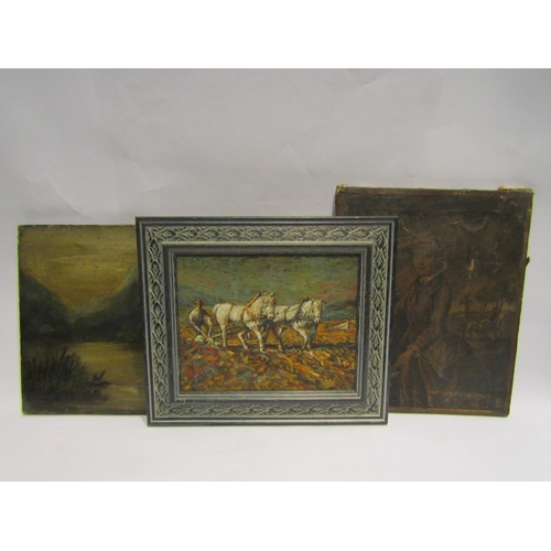 4423 - Five oil paintings, two depicting boat scenes