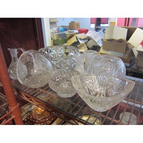 4446 - A quantity of cut and crystal glassware including fruit bowl, rose bowl, vinegar bottle, etc