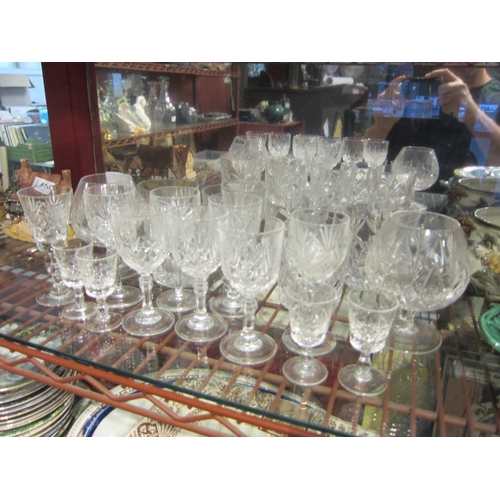 4448 - A quantity of miscellaneous drinking glasses to include crystal whisky glasses, brandy and sherry gl... 