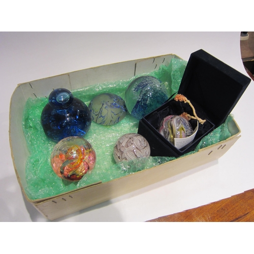 4456 - Six glass paperweights to include a boxed glass eye studio 