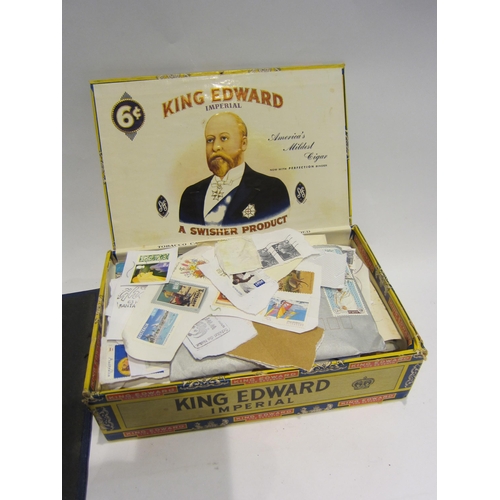 4459 - A box and a tray containing a quantity of stamps and first day covers including five albums and loos... 