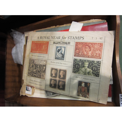 4459 - A box and a tray containing a quantity of stamps and first day covers including five albums and loos... 