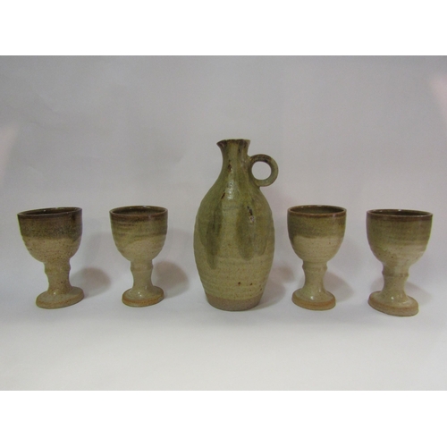 4281 - A Studio pottery jug and goblet set