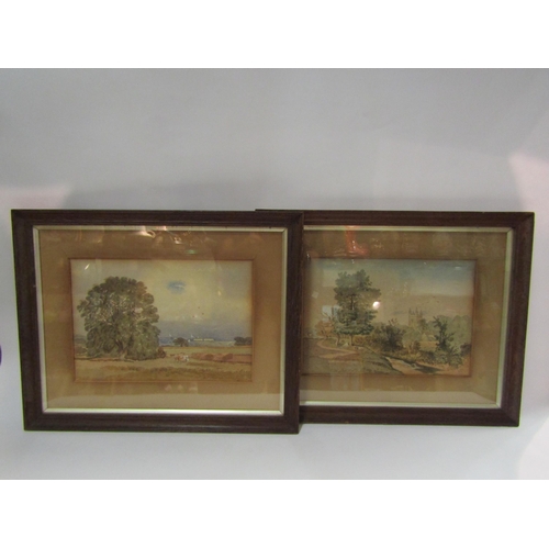 4295 - Two pairs of watercolours depicting rural scenes including cattle and figure fishing on boat, each o... 