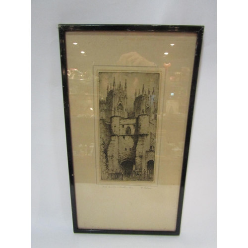 4300 - Three 19th Century pencil signed engravings including two F. Robson examples of Canterbury Cathedral... 