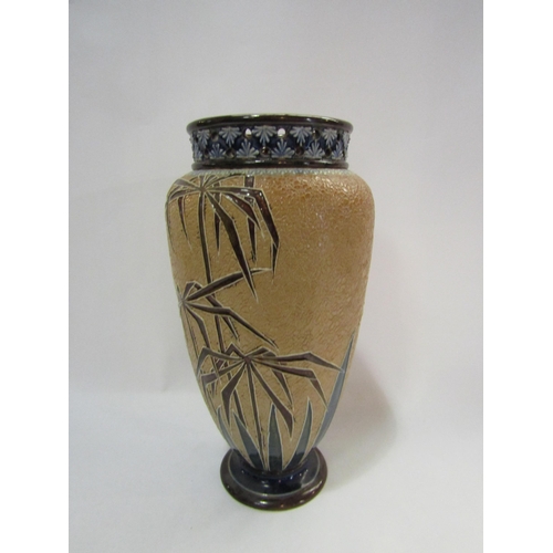 4305 - A Doulton Lambeth stoneware vase decorated with bamboo plants, 25cm tall