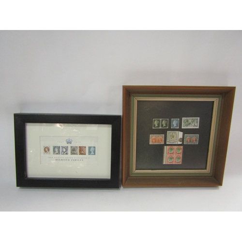 4321 - A set of W.D. & H.O. Will's cigarette cards of aeroplanes, framed and glazed, a set of framed stamps... 