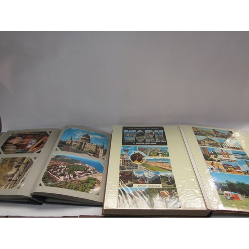 4343 - Four postcard albums, mainly mid 20th Century UK topographical. Also, a circa WW2 Regimental portrai... 