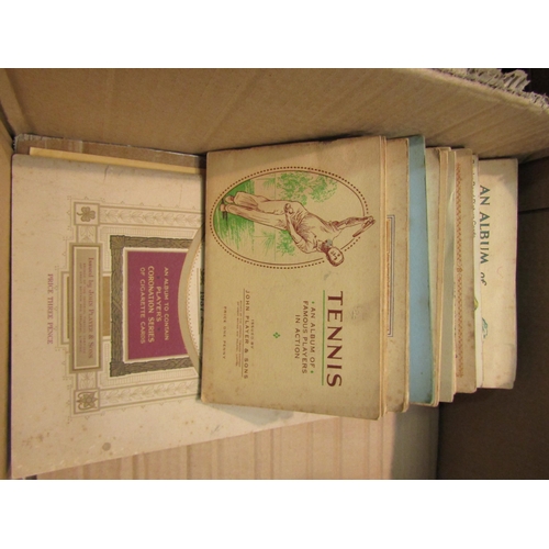 4350 - A box of miscellaneous cigarette cards to include card albums, loose cards, cigarette card values vo... 