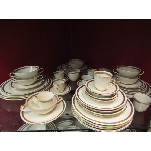 4353 - A large quantity of Heinrich ceramics white ground, gilt and black bands to include plates, coffee c... 