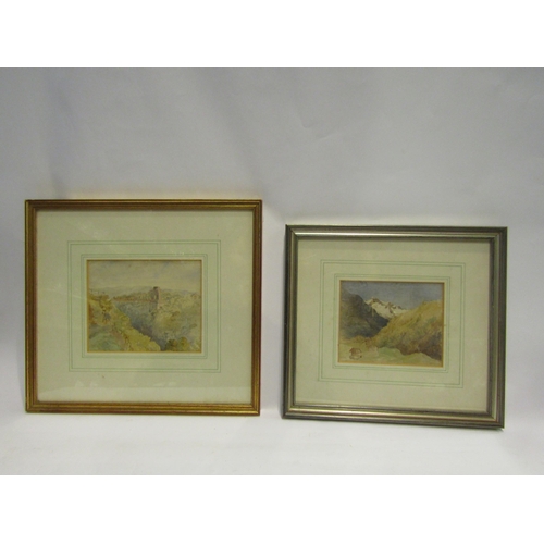 4460 - Two watercolours, one depicting a suspension bridge and the other a mountainside scene, both framed ... 