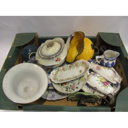 4469 - Two boxes of mixed ceramics including plates, teapot, vase, etc