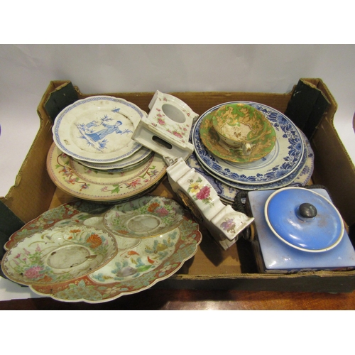 4469 - Two boxes of mixed ceramics including plates, teapot, vase, etc