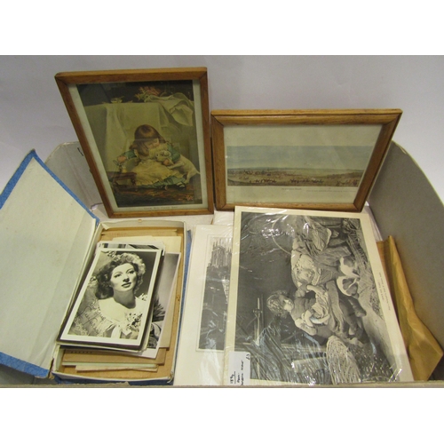 4470 - A box of miscellaneous to include two Indian embroidered dresses, Bing Crosby photograph with facsim... 