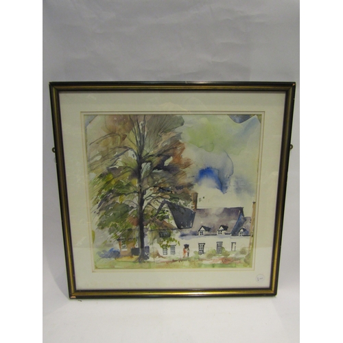 4471 - JOHN LIDZEY (1935-2009): Two watercolours, one depicting dwellings by a tree and the other interior ... 