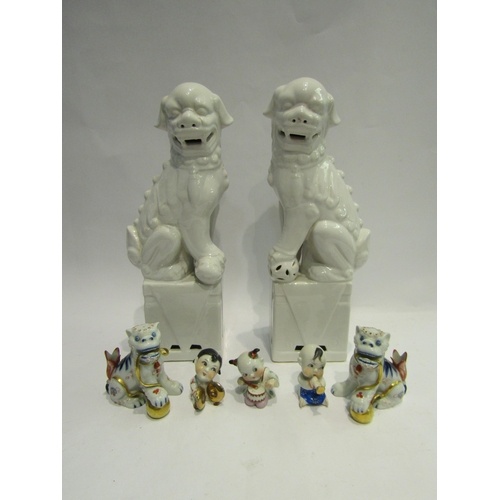 4481 - Five pairs of ceramic dogs of fo including turquoise and celadon glazed examples, together with thre... 