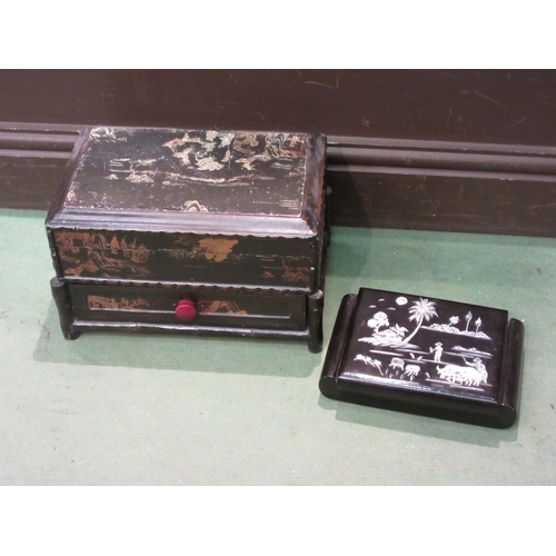 4220 - A Japanese lacquered jewellery box together with another set with mother-of-pearl (2)