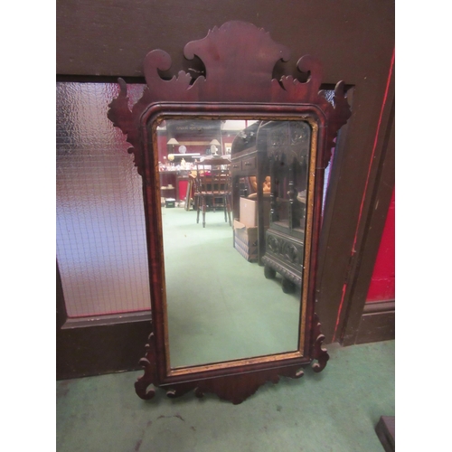 4116 - A Regency mahogany fretwork wall mirror, gilt painted detail, 86cm x 48cm