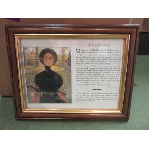 4264 - Eleven framed and glazed prints each with stories in picture and text of Charles Dickens characters