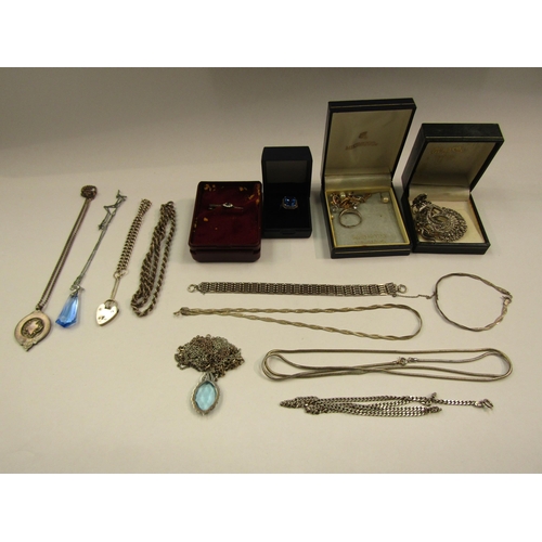 4384 - A jewellery box with contents including wristwatches, silver jewellery etc.